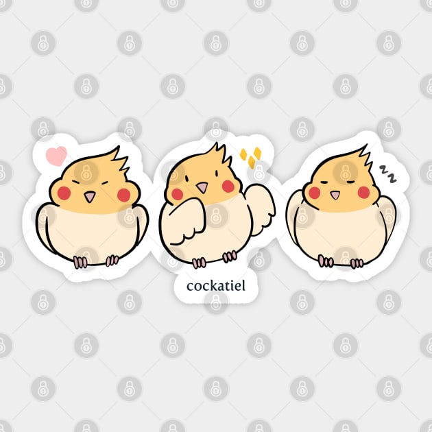 Cute Cockatiel Drawing Pattern Design Sticker by MariOyama